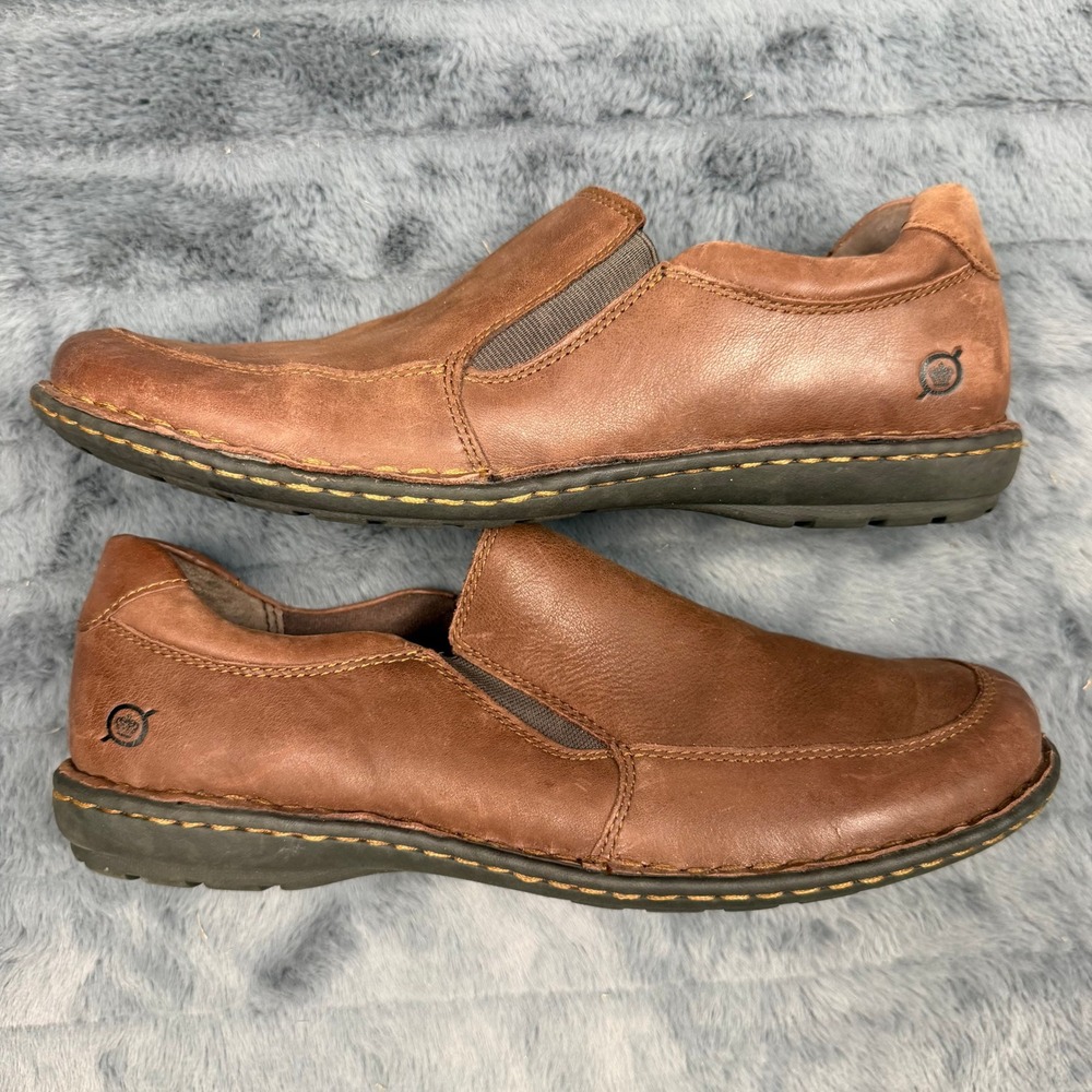 Born Mens Brown Leather Slip On Loafers D91906 CC115 Size 9.5 M